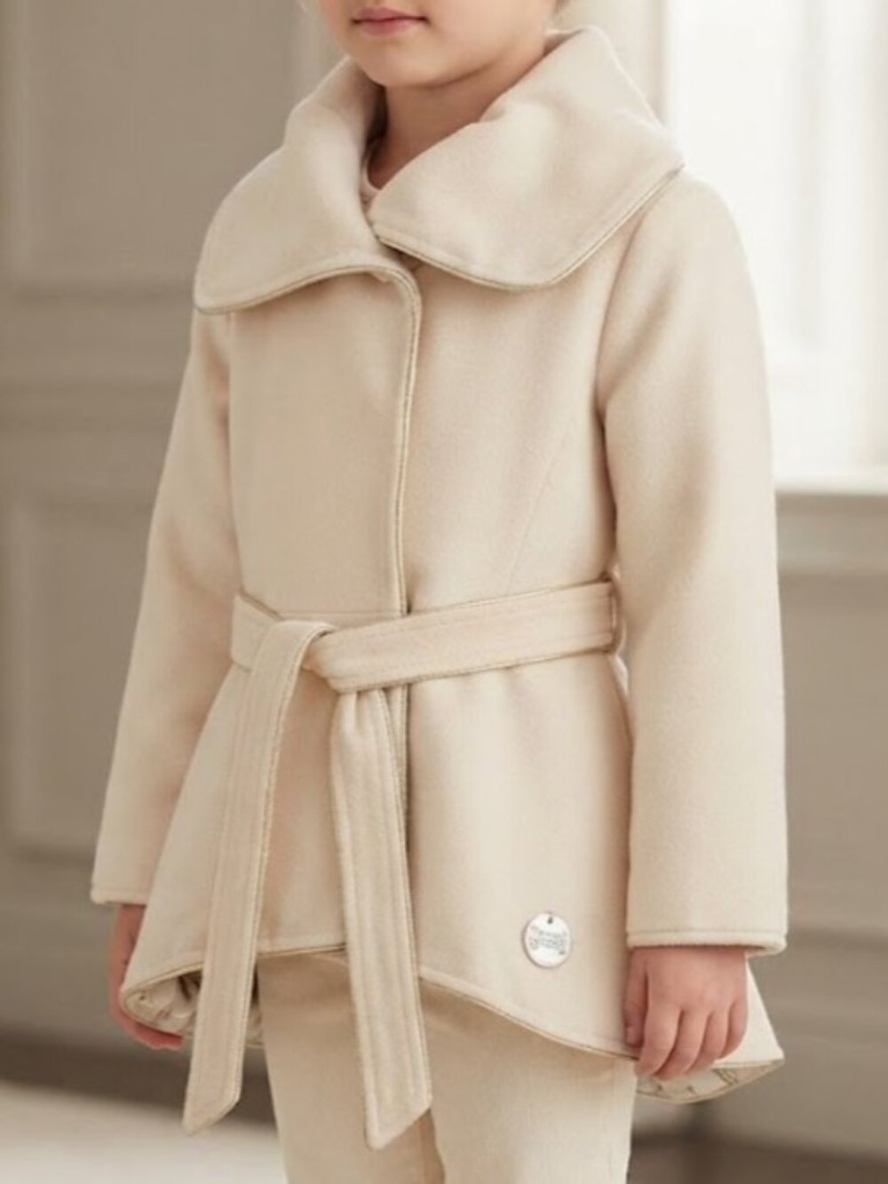 Disney Princess Light Pink Belted Pea Coat with Flared Hem & Gold Trim